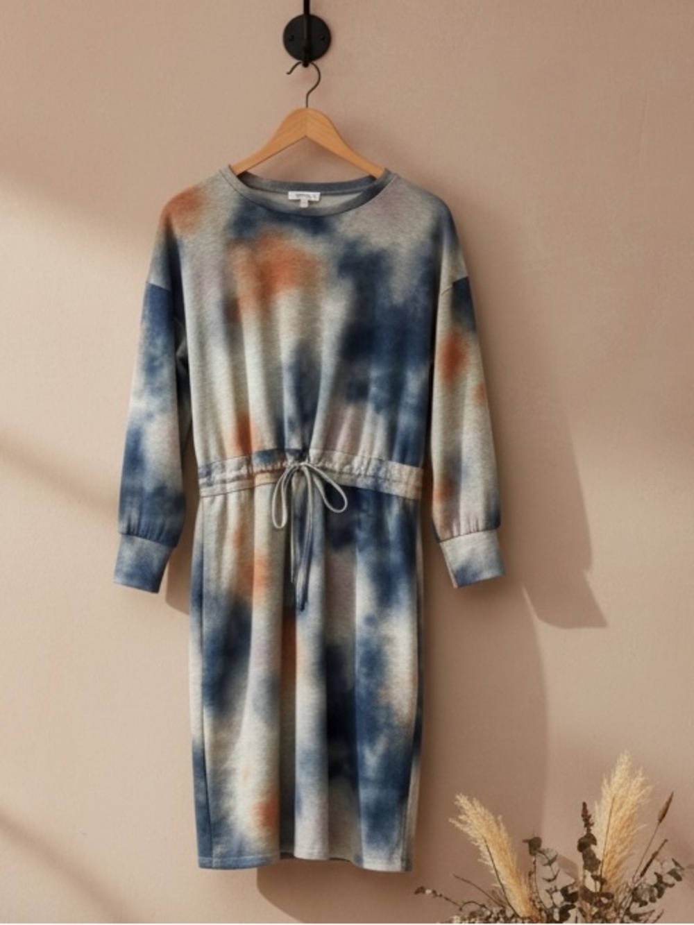 AS U Wish Multicolor Tie Dye Drawstring Waist Sweatshirt Dress Size L